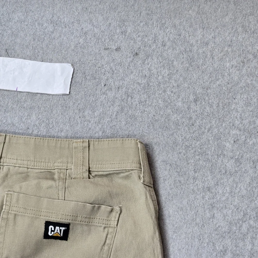 CAT Men Pants 30X32 Khaki Khakis Twill Work Pants Button 32